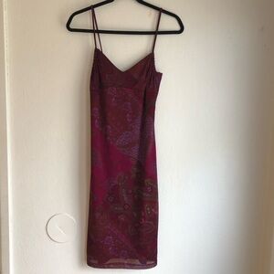 Vintage NWt Forever 21 Y2K 2000s magenta Paisley Prom Sleeveless Dress Fairy